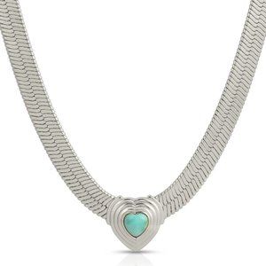 Glamrocks Chevron Herringbone Larimar Necklace